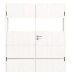HÖRMANN Doppelflügeltür Pure 2 Gebürstetes Weiß Duradecor DesignLine Mit Lichtausschnitt Quer Mit Lisene Steel 79 Mit Zarge