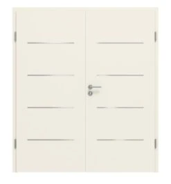 HÖRMANN Doppelflügeltür Verkehrsweiß RAL 9016 Duradecor DesignLine Steel-Plain Mit Zarge