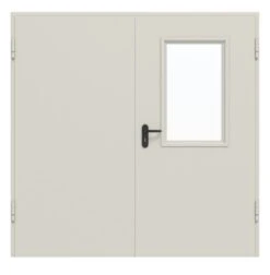 HÖRMANN Innentür-Set Stahl Mehrzwecktür D65-2 OD Mit Lichtausschnitt LA-B2 Im Gehflügel Inkl. Zarge DryFix