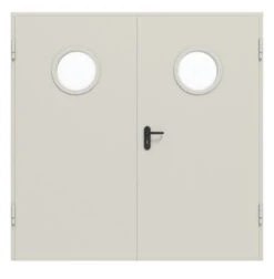 HÖRMANN Innentür-Set Stahl Mehrzwecktür D65-2 OD Mit Rundem Lichtausschnitt Inkl. Eck- Und Ergänzungszarge Vario B53