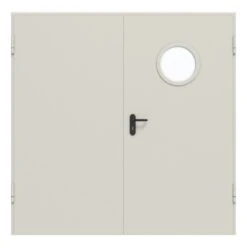 HÖRMANN Innentür-Set Stahl Mehrzwecktür D65-2 OD Mit Rundem Lichtausschnitt Im Gehflügel Inkl. Blockzarge