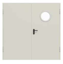 HÖRMANN Innentür-Set Stahl Mehrzwecktür D65-2 OD Mit Rundem Lichtausschnitt Im Gehflügel Inkl. Eckzarge