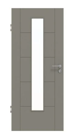 HÖRMANN Innentür Groove 13 Staubgrau RAL 7037 Lack DesignLine Mit Lichtausschnitt LA 24 Mittig