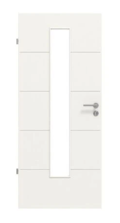 HÖRMANN Innentür Groove 27 Weißlack DesignLine Mit Lichtausschnitt LA 24 Mittig