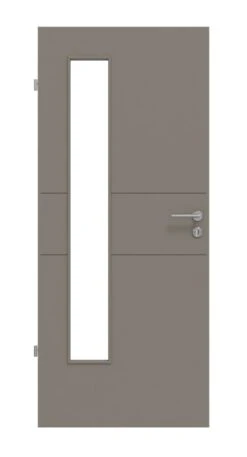 HÖRMANN Innentür Groove 29 Taupe RAL 7048 Lack DesignLine Mit Lichtausschnitt LA 24 Bandseitig