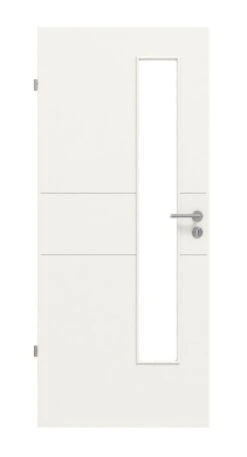 HÖRMANN Innentür Groove 29 Weißlack DesignLine Mit Lichtausschnitt LA 24 Schlossseitig