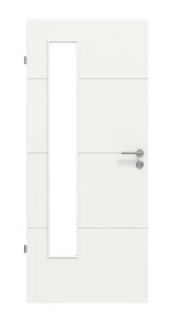 HÖRMANN Innentür Groove 34 Weißlack DesignLine Mit Lichtausschnitt LA 24 Bandseitig