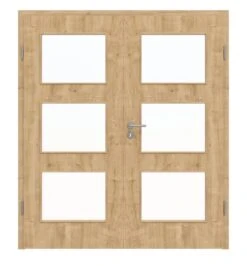 HÖRMANN Doppelflügeltür Wildeiche Duradecor ProLine Mit Lichtausschnitt LA 11 Mit Zarge