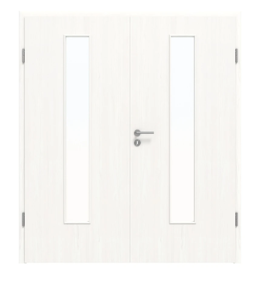 HÖRMANN Doppelflügeltür Gebürstetes Weiß Duradecor ProLine Mit Lichtausschnitt LA 24 Mittig Mit Zarge 1 HÖRMANN Doppelflügeltür Gebürstetes Weiß Duradecor ProLine Mit Lichtausschnitt LA 24 Mittig Mit Zarge