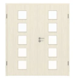 HÖRMANN Doppelflügeltür Gebürstete Pinie Duradecor ProLine Mit Lichtausschnitt LA 5 Mit Zarge