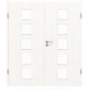 HÖRMANN Doppelflügeltür Gebürstetes Weiß Duradecor ProLine Mit Lichtausschnitt LA 5 Mit Zarge