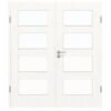 HÖRMANN Doppelflügeltür Gebürstetes Weiß Duradecor ProLine Mit Lichtausschnitt LA 9 Mit Zarge