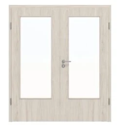 HÖRMANN Doppelflügeltür Gebürstete Salzeiche Duradecor ProLine Mit Lichtausschnitt LA-DIN Mit Zarge