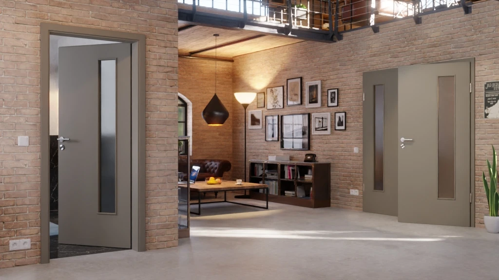 HÖRMANN Doppelflügeltür Staubgrau RAL 7037 Lack ProLine Mit Lichtausschnitt LA-24 Bandseitig Mit Zarge 2 HÖRMANN Doppelflügeltür Staubgrau RAL 7037 Lack ProLine Mit Lichtausschnitt LA-24 Bandseitig Mit Zarge - Image 2