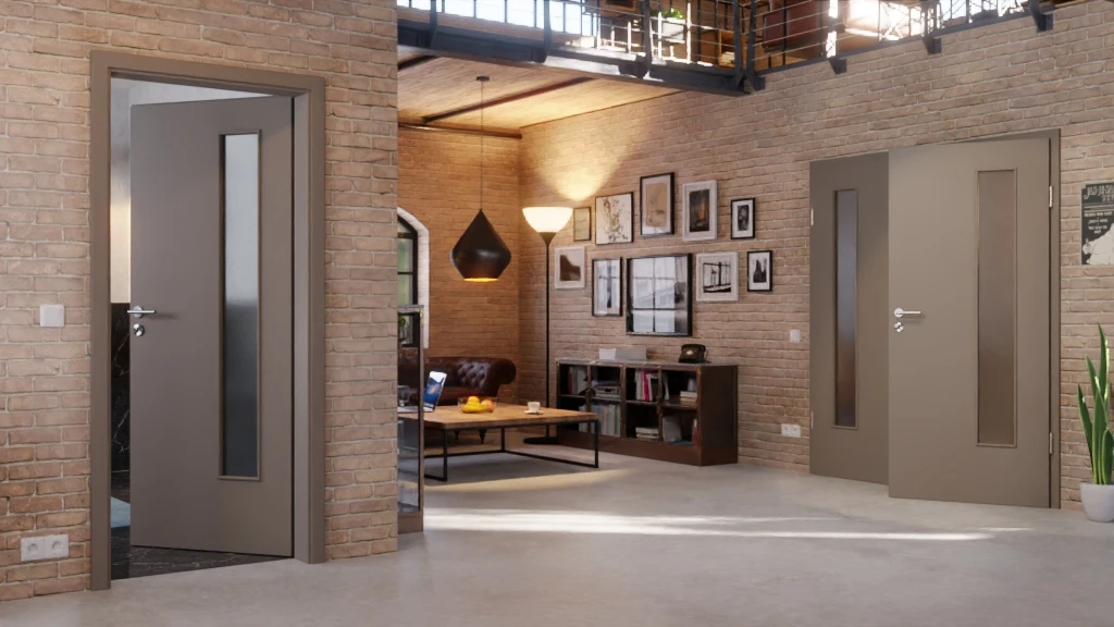 HÖRMANN Doppelflügeltür Taupe RAL 7048 Lack ProLine Mit Lichtausschnitt LA-24 Bandseitig Mit Zarge 2 HÖRMANN Doppelflügeltür Taupe RAL 7048 Lack ProLine Mit Lichtausschnitt LA-24 Bandseitig Mit Zarge - Image 2