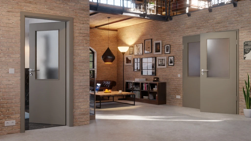 HÖRMANN Doppelflügeltür Staubgrau RAL 7037 Duradecor ProLine Mit Lichtausschnitt LA 7 Mit Zarge 2 HÖRMANN Doppelflügeltür Staubgrau RAL 7037 Duradecor ProLine Mit Lichtausschnitt LA 7 Mit Zarge - Image 2