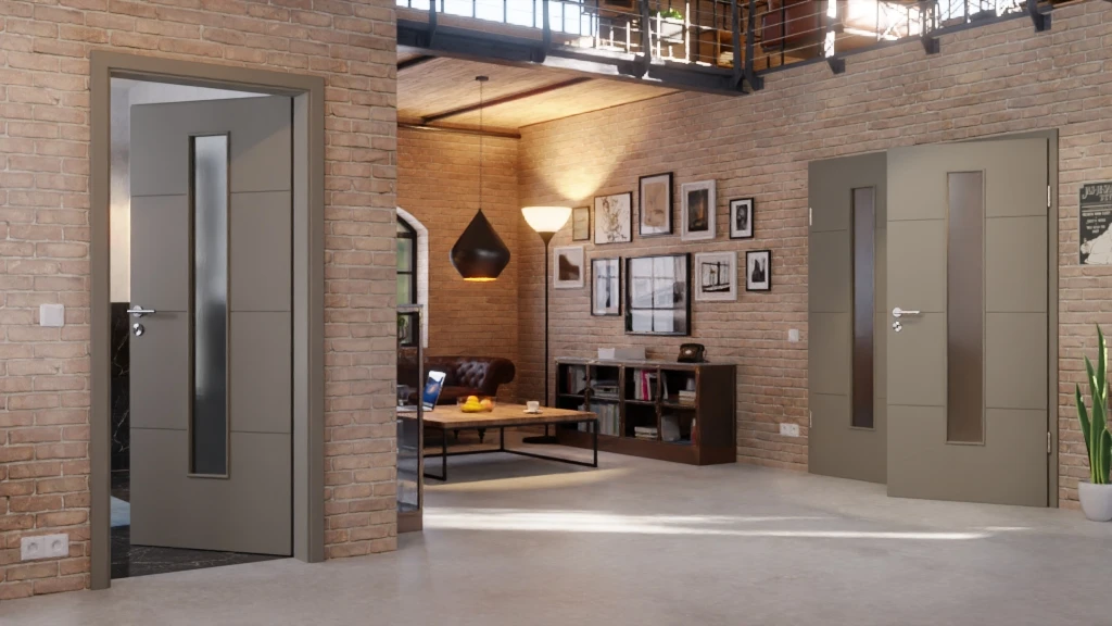 HÖRMANN Doppelflügeltür Groove 34 Staubgrau RAL 7037 Lack DesignLine Mit Lichtausschnitt LA 24 Mittig Mit Zarge 2 HÖRMANN Doppelflügeltür Groove 34 Staubgrau RAL 7037 Lack DesignLine Mit Lichtausschnitt LA 24 Mittig Mit Zarge - Image 2