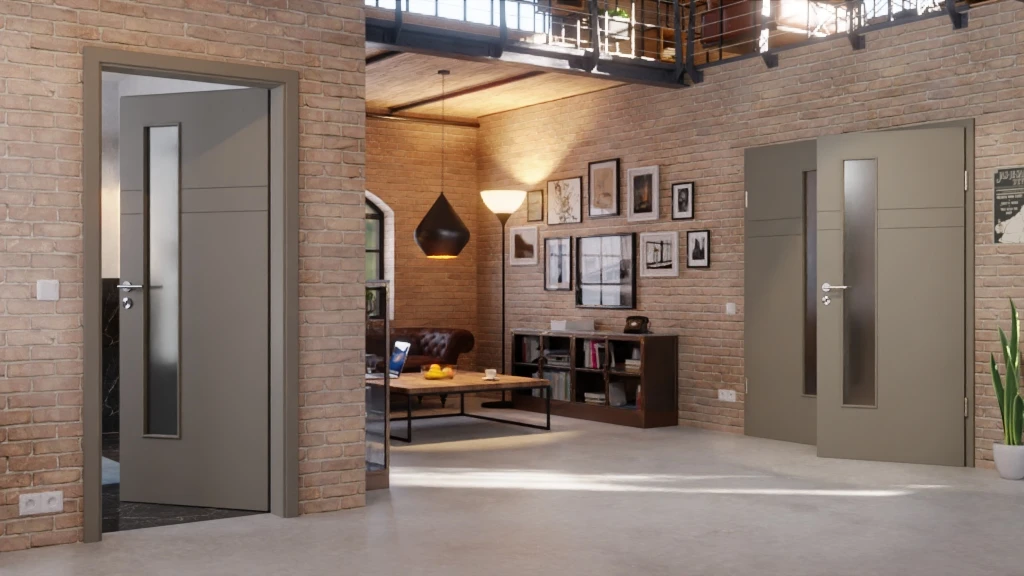 HÖRMANN Doppelflügeltür Groove 78 Staubgrau RAL 7037 Lack DesignLine Mit Lichtausschnitt LA 24 Schlossseitig Mit Zarge 2 HÖRMANN Doppelflügeltür Groove 78 Staubgrau RAL 7037 Lack DesignLine Mit Lichtausschnitt LA 24 Schlossseitig Mit Zarge - Image 2