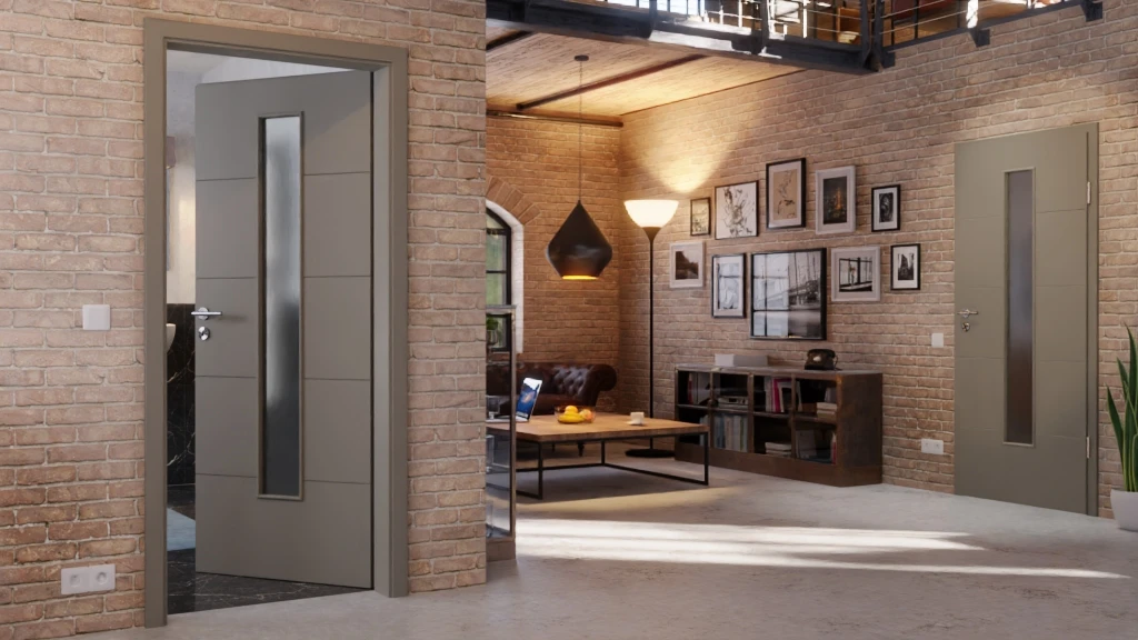 HÖRMANN Innentür Groove 15 Staubgrau RAL 7037 Lack DesignLine Mit Lichtausschnitt LA 24 Mittig 2 HÖRMANN Innentür Groove 15 Staubgrau RAL 7037 Lack DesignLine Mit Lichtausschnitt LA 24 Mittig - Image 2