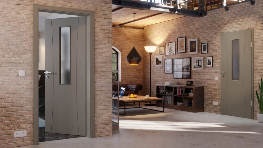 HÖRMANN Innentür Groove 20 Staubgrau RAL 7037 Lack DesignLine Mit Lichtausschnitt LA 4 Mittig 2 HÖRMANN Innentür Groove 20 Staubgrau RAL 7037 Lack DesignLine Mit Lichtausschnitt LA 4 Mittig - Image 2