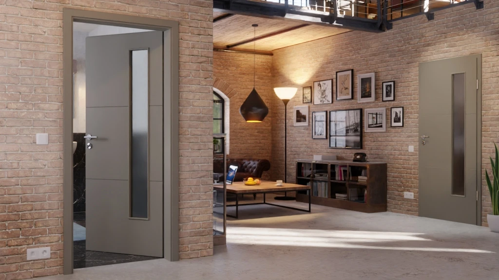 HÖRMANN Innentür Groove 31 Staubgrau RAL 7037 Lack DesignLine Mit Lichtausschnitt LA 24 Bandseitig 2 HÖRMANN Innentür Groove 31 Staubgrau RAL 7037 Lack DesignLine Mit Lichtausschnitt LA 24 Bandseitig - Image 2