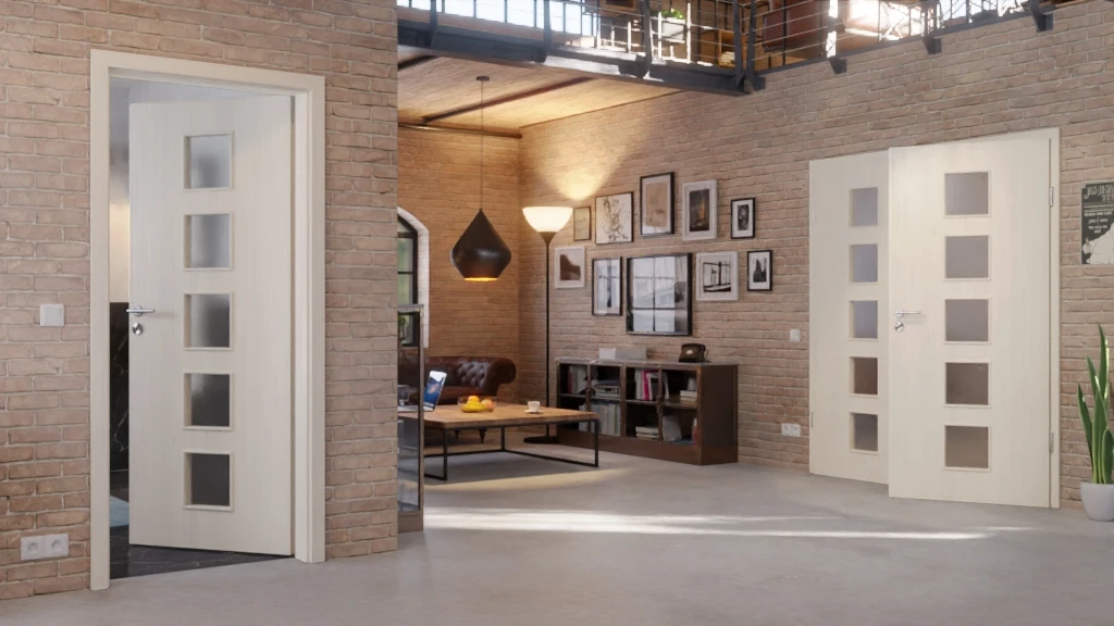 HÖRMANN Doppelflügeltür Gebürstete Pinie Duradecor ProLine Mit Lichtausschnitt LA 5 Mit Zarge - Image 2