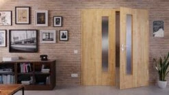 HÖRMANN Doppelflügeltür Wildeiche Duradecor ProLine Mit Lichtausschnitt LA 24 Schlossseitig Mit Zarge -Türen Verkauf 2.2 fluegeltueren baseline duradecor struktur la 24 s wildeiche 211808 stilwelt front