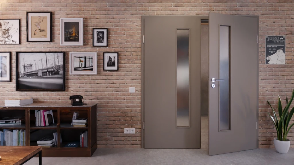 HÖRMANN Doppelflügeltür Taupe RAL 7048 Lack ProLine Mit Lichtausschnitt LA-24 Schlossseitig Mit Zarge 3 HÖRMANN Doppelflügeltür Taupe RAL 7048 Lack ProLine Mit Lichtausschnitt LA-24 Schlossseitig Mit Zarge - Image 3