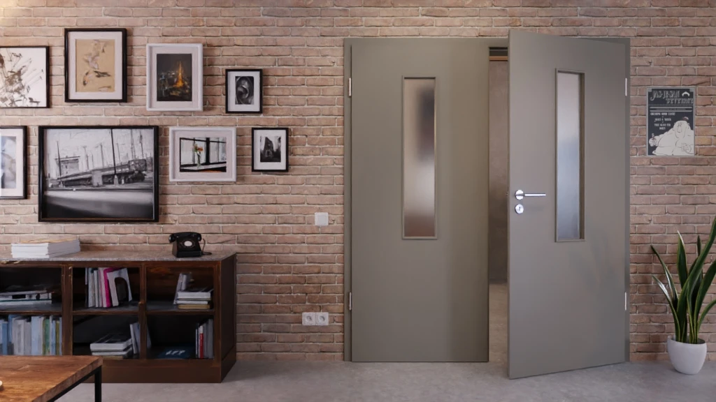 HÖRMANN Doppelflügeltür Staubgrau RAL 7037 Duradecor ProLine Mit Lichtausschnitt LA 4 Mittig Mit Zarge 3 HÖRMANN Doppelflügeltür Staubgrau RAL 7037 Duradecor ProLine Mit Lichtausschnitt LA 4 Mittig Mit Zarge - Image 3