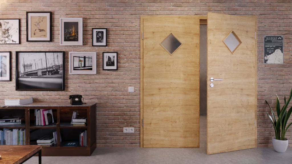 HÖRMANN Doppelflügeltür Wildeiche Quer Duradecor ProLine Mit Lichtausschnitt LA 6 Raute Mit Zarge 3 HÖRMANN Doppelflügeltür Wildeiche Quer Duradecor ProLine Mit Lichtausschnitt LA 6 Raute Mit Zarge - Image 3