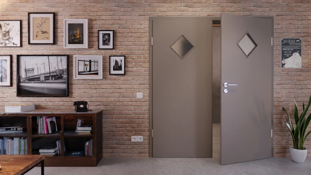 HÖRMANN Doppelflügeltür Taupe RAL 7048 Lack ProLine Mit Lichtausschnitt LA-6 Raute Mit Zarge 3 HÖRMANN Doppelflügeltür Taupe RAL 7048 Lack ProLine Mit Lichtausschnitt LA-6 Raute Mit Zarge - Image 3