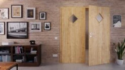 HÖRMANN Doppelflügeltür Wildeiche Duradecor ProLine Mit Lichtausschnitt LA 6 Raute Mit Zarge -Türen Verkauf 2.2 fluegeltueren baseline la 6 wildeiche 214845 stilwelt front 1