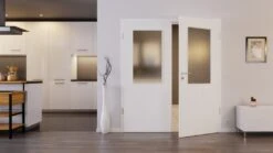 HÖRMANN Doppelflügeltür Gebürstetes Weiß Duradecor ProLine Mit Lichtausschnitt LA 7 Mit Zarge -Türen Verkauf 2.2 fluegeltueren baseline la 7 gebuerstetes weiss 214909 stilwelt front 3