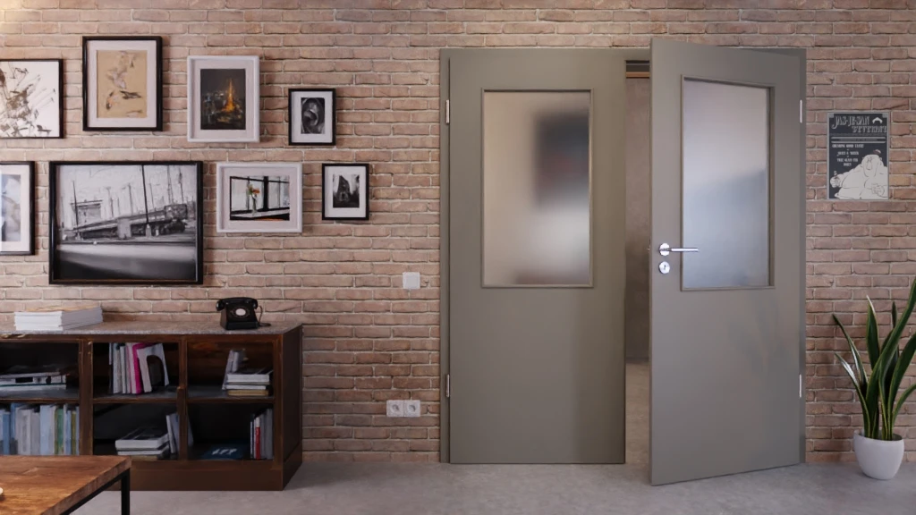 HÖRMANN Doppelflügeltür Staubgrau RAL 7037 Duradecor ProLine Mit Lichtausschnitt LA 7 Mit Zarge 3 HÖRMANN Doppelflügeltür Staubgrau RAL 7037 Duradecor ProLine Mit Lichtausschnitt LA 7 Mit Zarge - Image 3