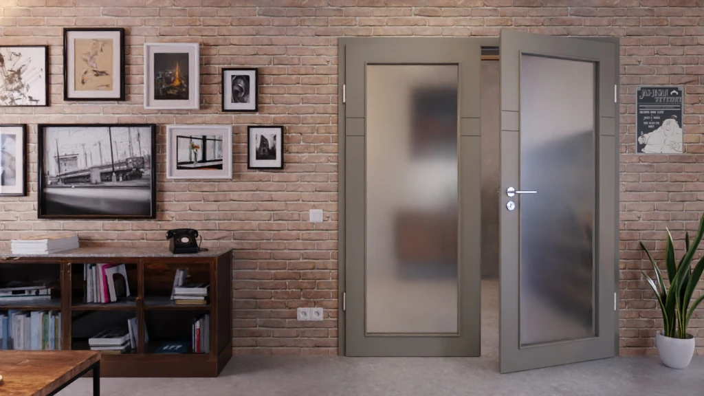 HÖRMANN Doppelflügeltür Groove 78 Staubgrau RAL 7037 Lack DesignLine Mit Lichtausschnitt LA 27 Mit Zarge 3 HÖRMANN Doppelflügeltür Groove 78 Staubgrau RAL 7037 Lack DesignLine Mit Lichtausschnitt LA 27 Mit Zarge - Image 3