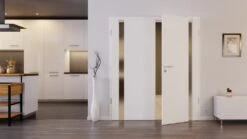 HÖRMANN Doppelflügeltür Pure 1 Gebürstetes Weiß Duradecor DesignLine Mit Lichtausschnitt Bandseite Mit Zarge -Türen Verkauf 2.2 fluegeltueren pure 1 b gebuerstetes weiss 192171 stilwelt front