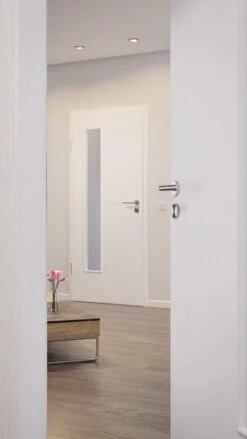 HÖRMANN Innentür Esche Weiß Duradecor ProLine Mit Lichtausschnitt LA 24 Bandseitig -Türen Verkauf 2.3 innentueren baseline duradecor glatt la 24 b esche weiss 211692 stilwelt closeup