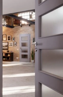 HÖRMANN Innentür Staubgrau RAL 7037 Duradecor ProLine Mit Lichtausschnitt LA 9 -Türen Verkauf 2.3 innentueren baseline duradecor glatt la 9 staubgrau 208827 stilwelt closeup