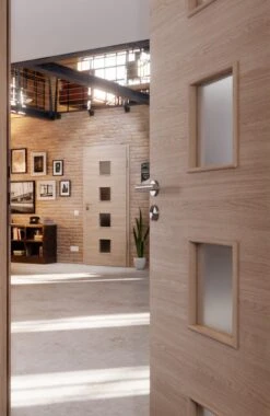 HÖRMANN Innentür Graueiche Quer Duradecor ProLine Mit Lichtausschnitt LA 14 -Türen Verkauf 2.3 innentueren baseline la 14 cross graueiche 214623 stilwelt closeup