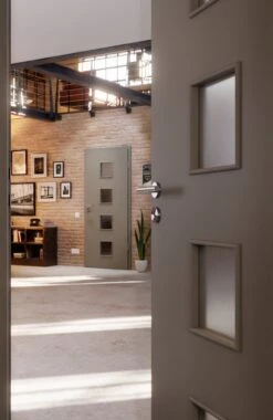 HÖRMANN Innentür Staubgrau RAL 7037 Duradecor ProLine Mit Lichtausschnitt LA 14 -Türen Verkauf 2.3 innentueren baseline la 14 ral7037 214642 stilwelt closeup