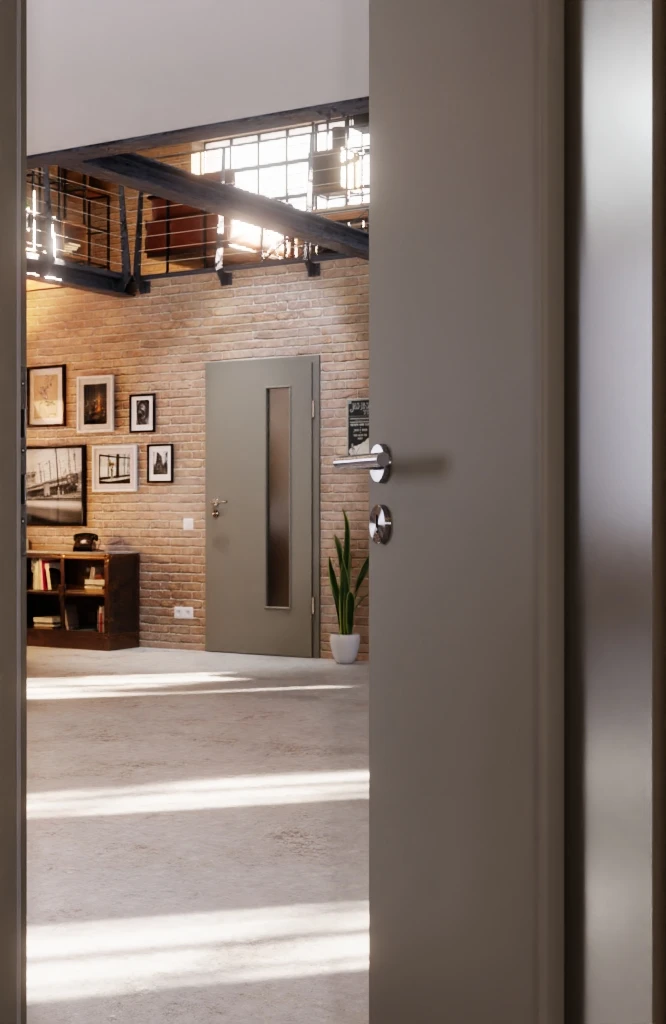 HÖRMANN Innentür Staubgrau RAL 7037 Mattlack ProLine Mit Lichtausschnitt LA 24 Bandseitig 4 HÖRMANN Innentür Staubgrau RAL 7037 Mattlack ProLine Mit Lichtausschnitt LA 24 Bandseitig - Image 4