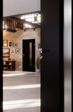 HÖRMANN Innentür Schwarz RAL 9005 Mattlack ProLine Mit Lichtausschnitt LA 24 Bandseitig -Türen Verkauf 2.3 innentueren baseline la 24 b ral9005 matt 224880 stilwelt closeup