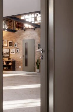 HÖRMANN Innentür Staubgrau RAL 7037 Lack ProLine Mit Lichtausschnitt LA-24 Schlossseitig -Türen Verkauf 2.3 innentueren baseline la 24 s ral7037 225529 stilwelt closeup