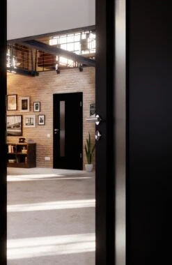 HÖRMANN Innentür Schwarz RAL 9005 Lack ProLine Mit Lichtausschnitt LA-24 -Türen Verkauf 2.3 innentueren baseline la 24 s ral9005 221182 stilwelt closeup