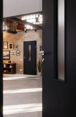 HÖRMANN Innentür Anthrazit RAL 7016 Lack ProLine Mit Lichtausschnitt LA-4 Mittig -Türen Verkauf 2.3 innentueren baseline la 4 m ral7016 225419 stilwelt closeup