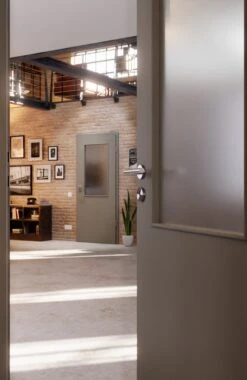 HÖRMANN Innentür Staubgrau RAL 7037 Duradecor ProLine Mit Lichtausschnitt LA 7 -Türen Verkauf 2.3 innentueren baseline la 7 ral7037 214867 stilwelt closeup