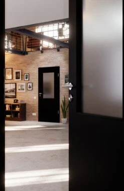 HÖRMANN Innentür Schwarz RAL 9005 Lack ProLine Mit Lichtausschnitt LA-7 -Türen Verkauf 2.3 innentueren baseline la 7 ral9005 221175 stilwelt closeup