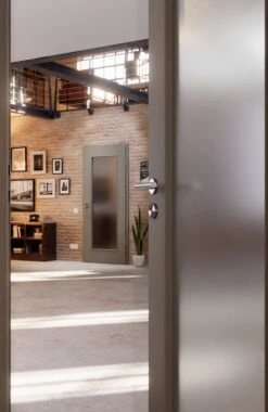 HÖRMANN Innentür Staubgrau RAL 7037 Duradecor ProLine Mit Lichtausschnitt LA 8 -Türen Verkauf 2.3 innentueren baseline la 8 ral7037 214942 stilwelt closeup