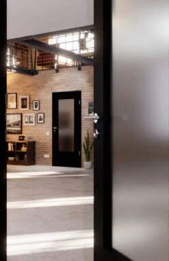 HÖRMANN Innentür Schwarz RAL 9005 Lack ProLine Mit Lichtausschnitt LA-DIN -Türen Verkauf 2.3 innentueren baseline la din ral9005 221172 stilwelt closeup