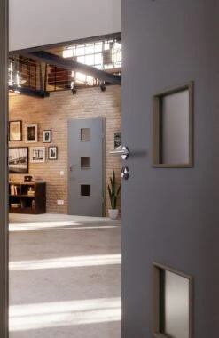HÖRMANN Innentür Ultramatt Staubgrau Duradecor Proline Concepto Mit Lichtausschnitt LA 10 -Türen Verkauf 2.3 innentueren concepto la 10 ultramatt staubgrau 226307 stilwelt closeup